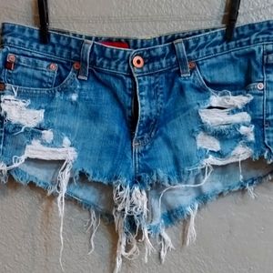 Destroyed denim shorts